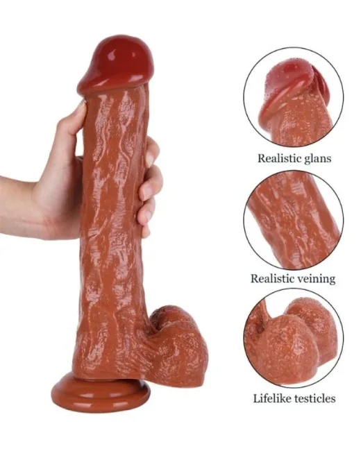 19,6 cm Kahverengi Dildo – Medikal Silikon