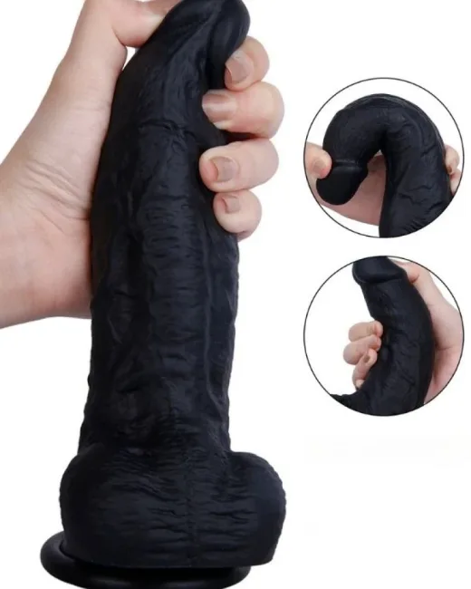 32 cm Siyah Dildo – Medikal Silikon – 6 cm Kalınlık