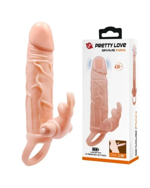 Brave Man Gerçekçi Görünümlü Titreşimli Penis Kılıfı
