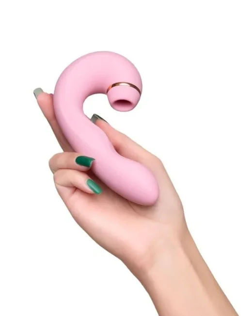 Jos Juna Vakum ve Titreşimli 15 cm Pembe Vibratör – Silikon, Şarjlı