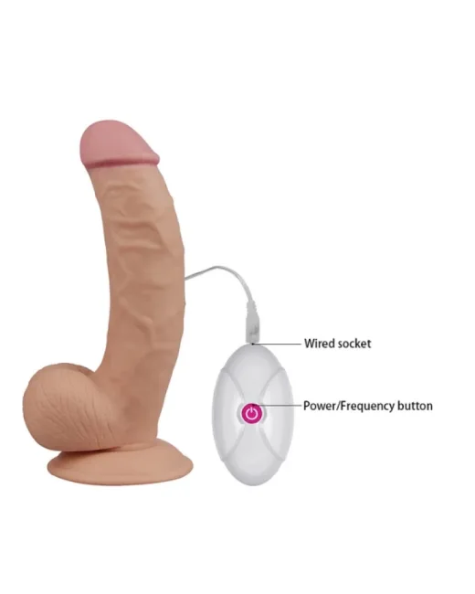 8,5 i̇nç The Ekstra Yumuşak Dude Titreşimli Realistik Vibratör – TPE, Hissedilir Damarlı