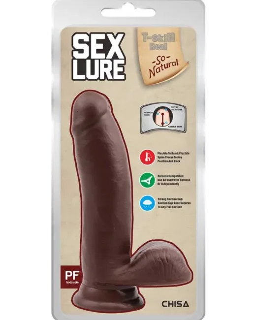 Sex Lure Kıkırdaklı Gerçekçi Dildo – 17,5 cm Koyu Ten Rengi – Hissedilir Damarlı, Vantuzlu alternatif görünüm