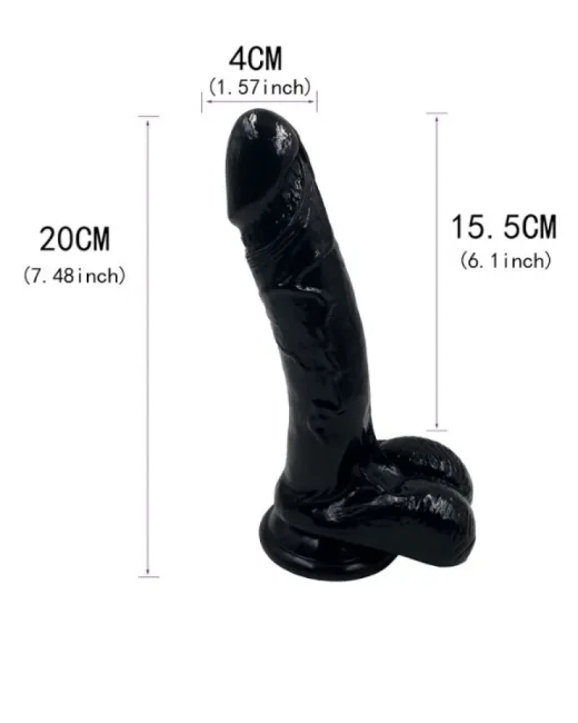 Siyah 19,2 cm Realistik Dildo – Medikal Silikon