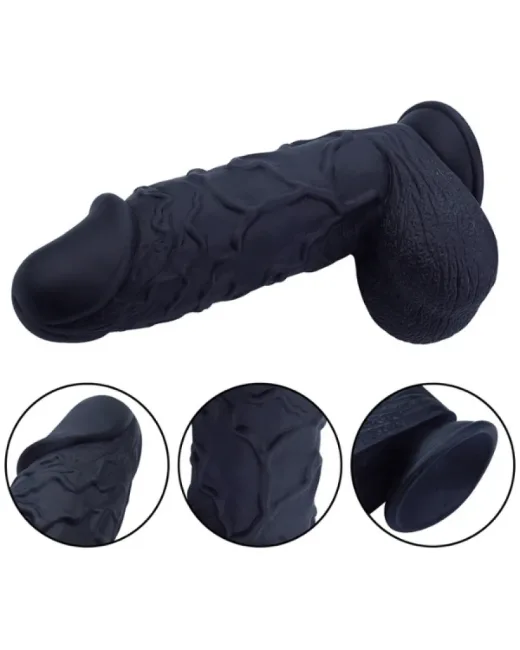 26 cm Siyah Realistik Dildo – Medikal Silikon – 970 g