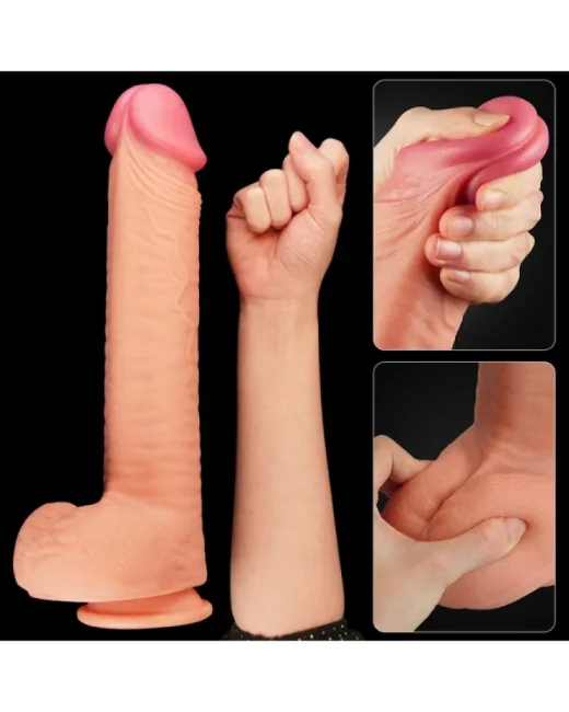 12 i̇nç Dual Layered Platinum Silikon Cock Dildo – Hissedilir Damarlı, Şarjlı alternatif görünüm
