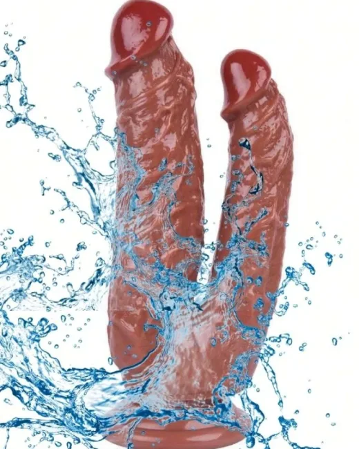 19 cm Kahverengi Çiftli Dildo – Medikal Silikon
