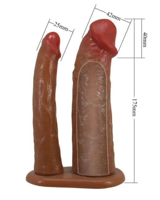 Yairon Gerçek Hissiyatlı Uzatıcı Çift Penisli Penis Kılıfı – Hissedilir Damarlı alternatif görünüm
