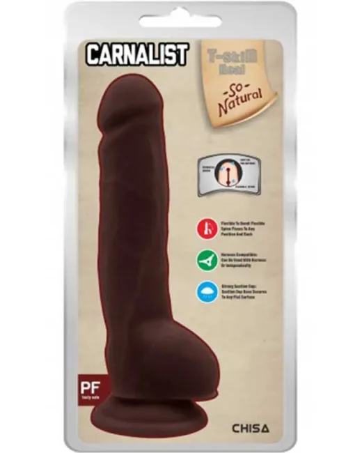 Carnalist Kıkırdaklı Gerçekçi Dildo – 23,5 cm Koyu Ten Rengi – Hissedilir Damarlı, Vantuzlu alternatif görünüm