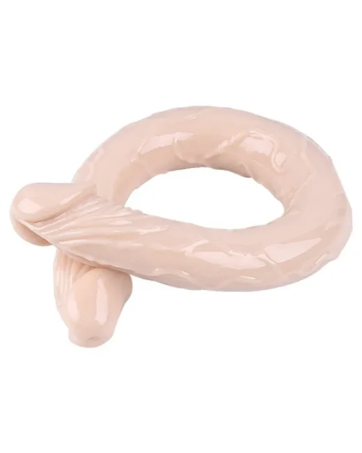 Çift Taraflı Esnek Dildo 40 cm – Gerçekçi Dokulu Ten Rengi – Silikon