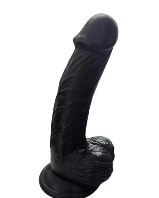Gerçekçi Testisli Siyah Dildo 19 cm