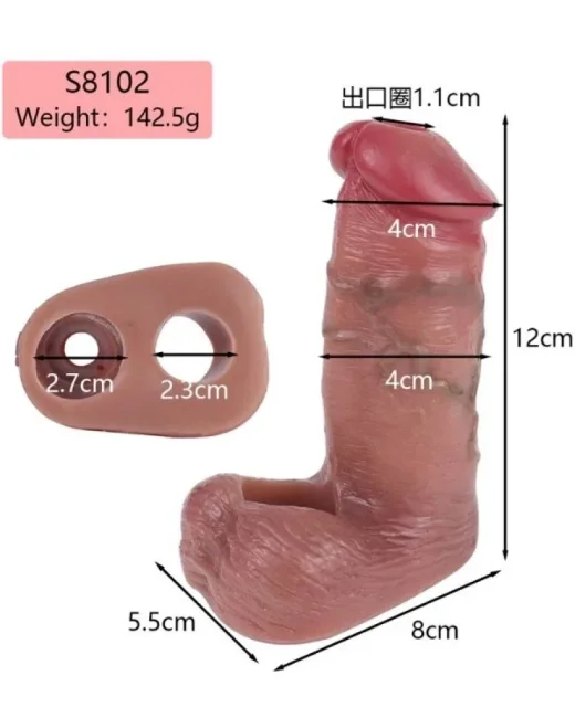 Dolgulu Testis Geçmeli Ucu Açık Penis Kılıfı – Sarı alternatif görünüm