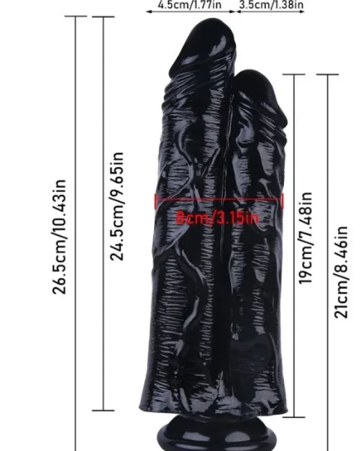 26,5 cm Siyah Çiftli Dildo – Medikal Silikon