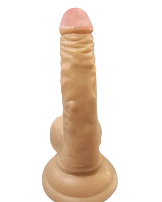 Gerçekçi Testisli Melez Dildo Eğik 18 cm