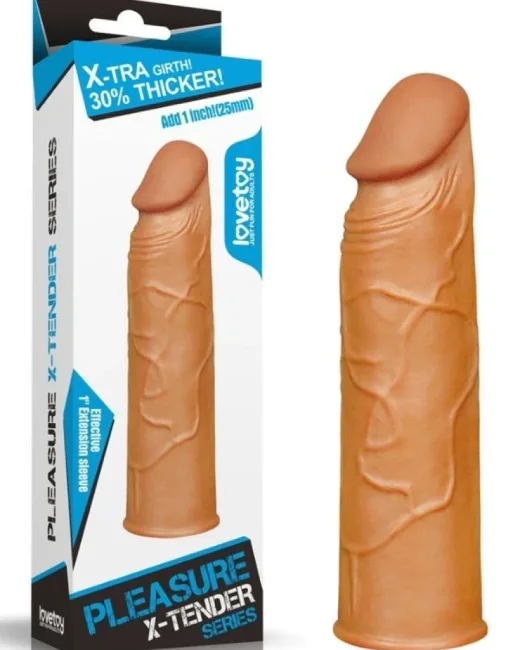 Add 1" Pleasure X Tender Penis Kılıfı Kahverengi – Hissedilir Damarlı