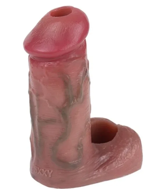 Dolgulu Testis Geçmeli Ucu Açık Penis Kılıfı – Sarı