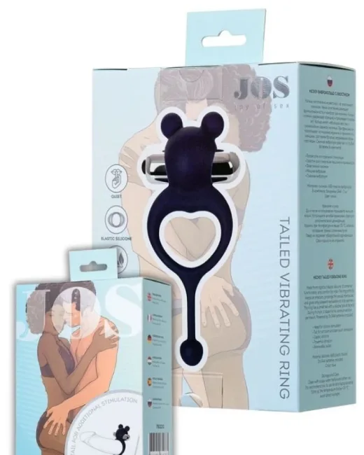 Jos Mickey Kuyruklu ve Titreşimli Mavi Penis Halkası – Silikon