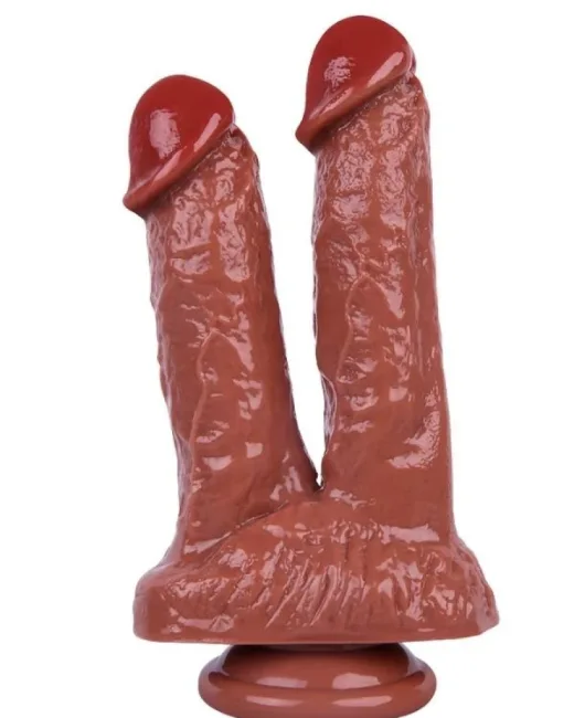 21 cm Kahverengi Çiftli Dildo – Medikal Silikon