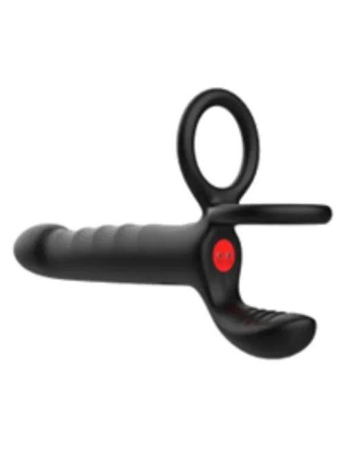 Çift Penis Halkalı Titreşimli Prostat Masaj Aleti ve Dildo Vibratör – Geciktirici Etkili & Testis Uyarıcı Esnek Silikon Anal Plug