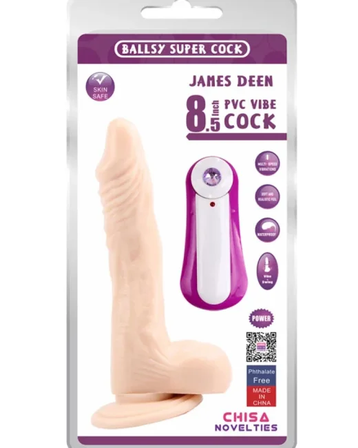 James Deen 21,5 cm Vibratör – Hissedilir Damarlı, Vantuzlu alternatif görünüm