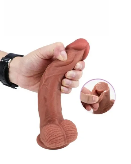 Çift Katmanlı Realistik Dildo – Medikal Silikon