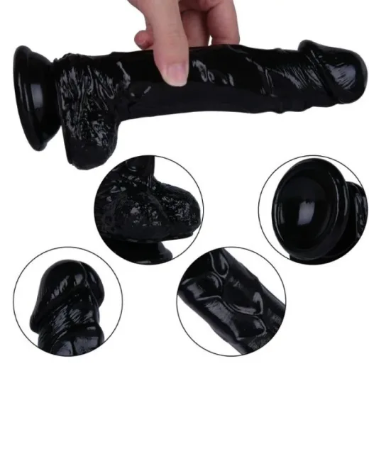 21 cm Siyah Dildo – Medikal Silikon – 3,8 cm Kalınlık