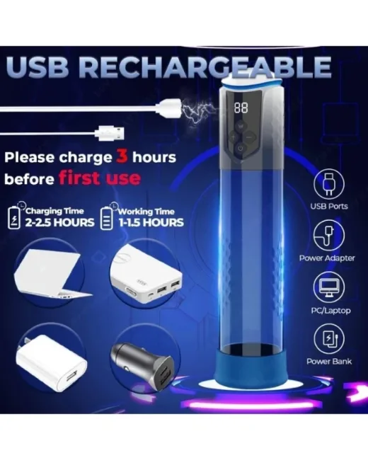 Otomatik Göstergeli RGB Işıklı Penis Pompası – Hissedilir Damarlı alternatif görünüm