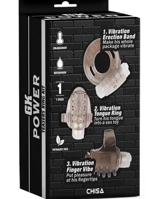 GK Power Dil, Parmak ve Penis İçin Titreşimli Halka Seti 3'lü Chisa GK Power alternatif görünüm