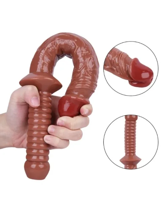 32 cm Kahverengi Realistik Kılıç Dildo – Medikal Silikon