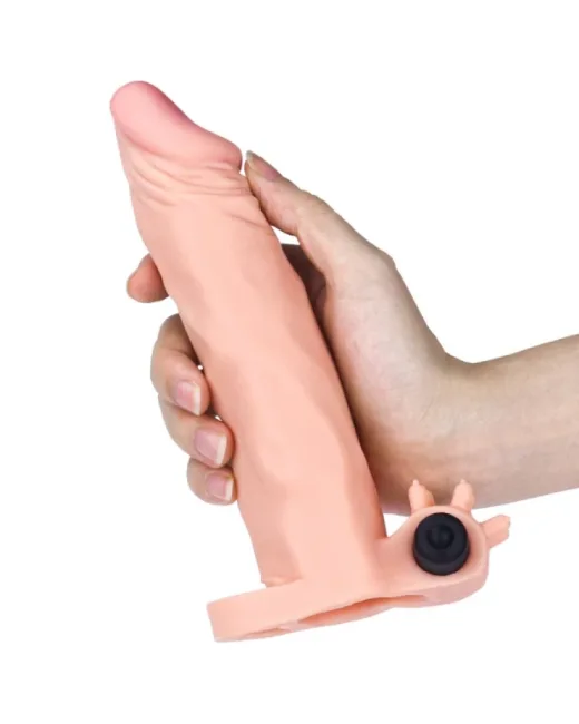 Add 2 i̇nç Pleasure X Tender Titreşimli Penis Kılıfı Kahverengi – TPE, Şarjlı
