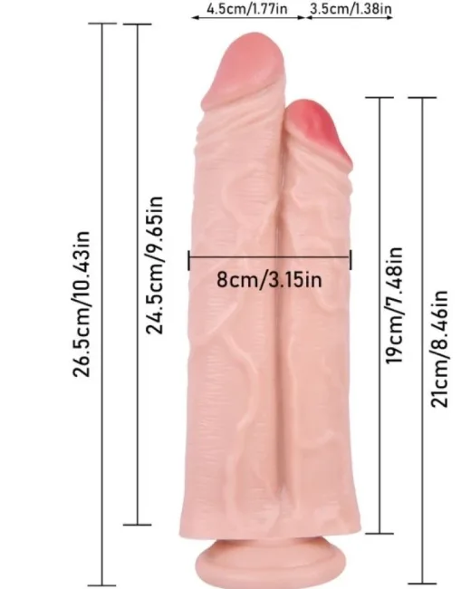 26,5 cm Realistik Çiftli Dildo – Medikal Silikon