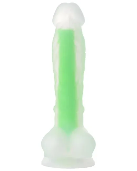 Beyond Clark Glow Gece Parlayan Yeşil Dildo Silikon Şeffaf 22 cm – Vantuzlu alternatif görünüm