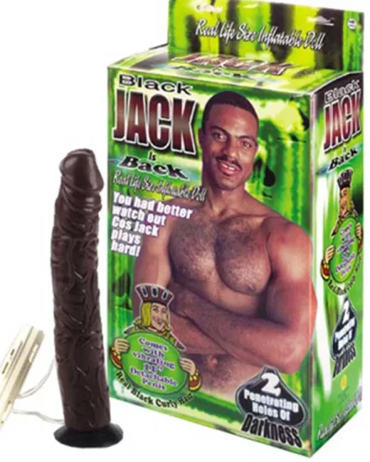 Black Jack Şişme Erkek 27 cm realistik titreşimli penisli, zenci erkek şişme bebek.
