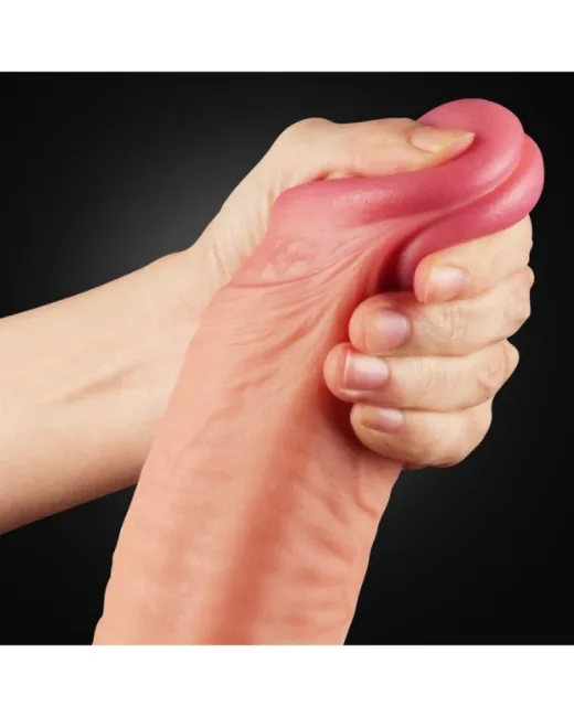 12 i̇nç Dual Layered Platinum Silikon Cock Dildo – Hissedilir Damarlı, Şarjlı
