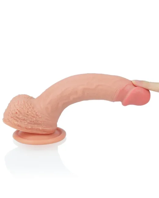 8,5 i̇nç Dual layered Platinum Silikon Cock Ten Rengi Dildo – Hissedilir Damarlı