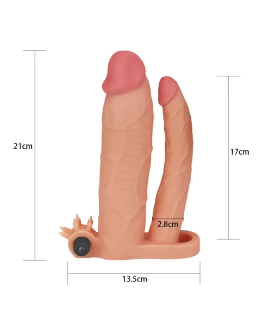 Add 3 i̇nç Pleasure X Tender Titreşimli Double Penis Kılıfı Penis Kılıfı – Hissedilir Damarlı alternatif görünüm