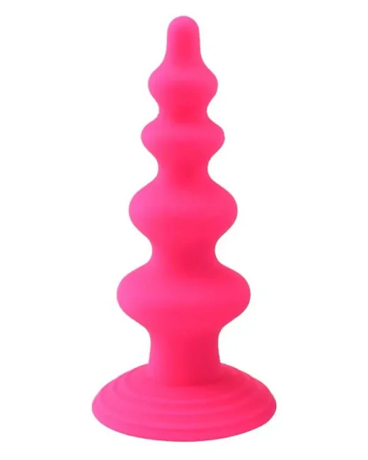 Vantuzlu Boğumlu Silikon Anal Plug Pembe