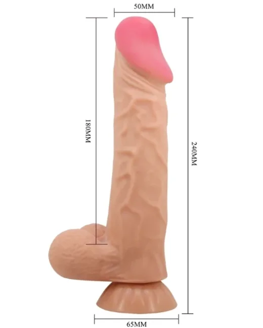 Ortan 9,4 i̇nç Kıkırdak Yapılı Gerçek Deri Yapılı Dildo – Hissedilir Damarlı alternatif görünüm