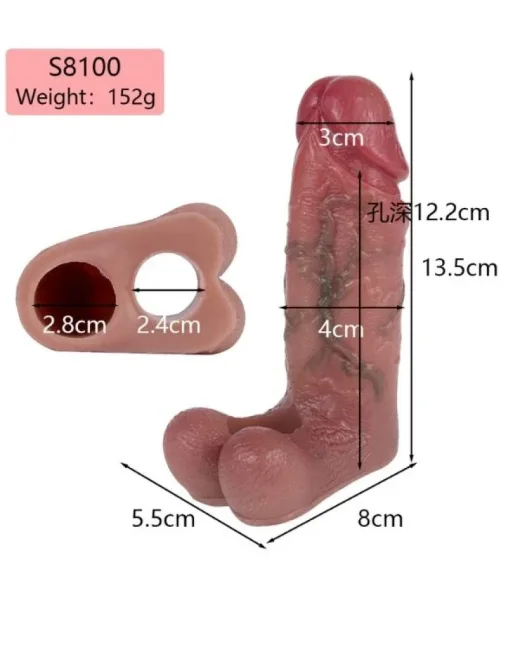 Dolgulu Testis Geçmeli Penis Kılıfı – Sarı alternatif görünüm