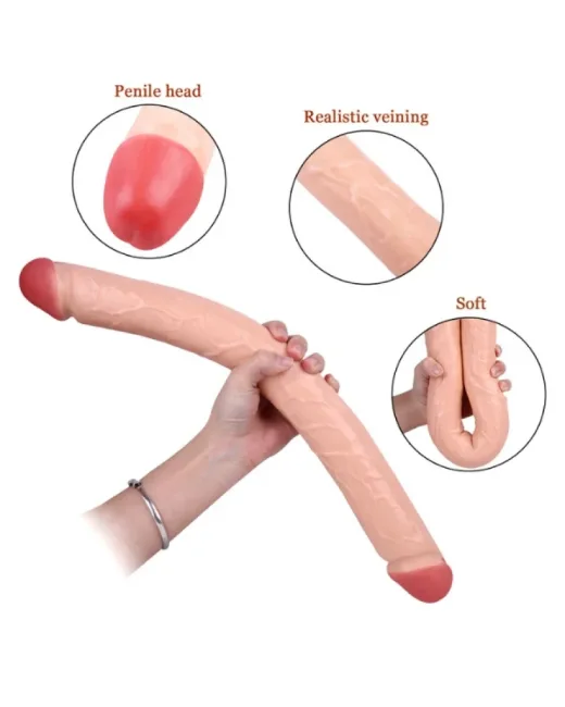 46 cm Realistik Çift Taraflı Dildo – Medikal Silikon