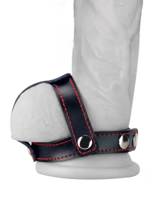 T-Stil Deri Penis Halkası ve Testis Ayırıcı, kısıtlayıcı uyarımı seven erkekler için mükemmel bir tercihtir.
