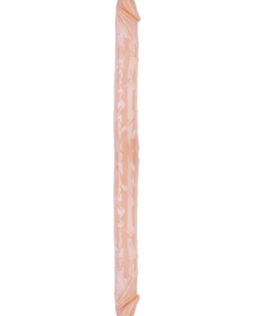 Çift Taraflı Esnek Dildo 34 cm – Gerçekçi Dokulu Ten Rengi – Silikon