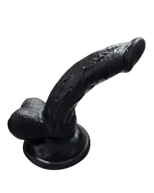 Gerçekçi Testisli Siyah Dildo 16 cm