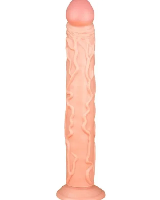 Ten Rengi 35 cm Dildo – Sıvı Silikon, Hissedilir Damarlı