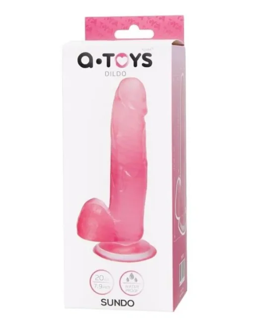 Jel Dildo Sundo Pembe 20 cm – Vantuzlu