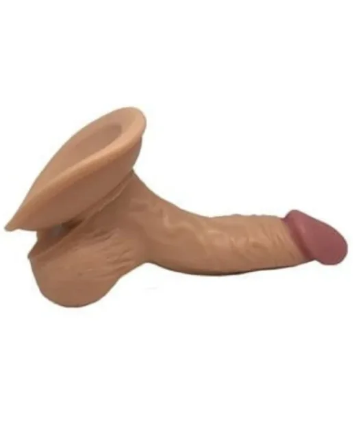 Gerçekçi Testisli Dildo 13 cm – Hissedilir Damarlı, Vantuzlu