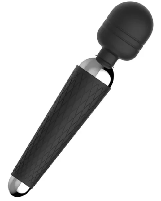 Güçlü Magic Wand Titreşimli Masaj Vibratörü Siyah 16 farklı hızda titreşim fonksiyonuna sahip, yaydığı
