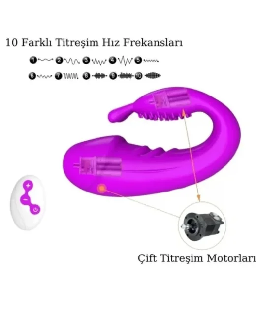 Kablosuz Kumandalı Şarjlı 2 in 1 Giyilebilir Rabbit Mini Vibratör – Silikon