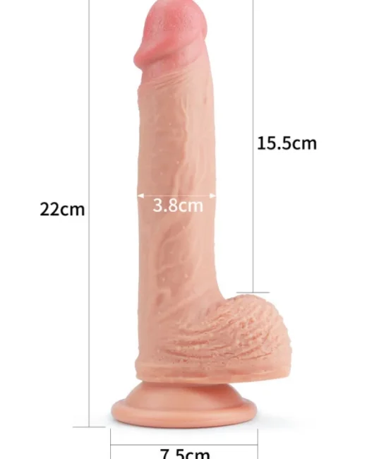 8,5 i̇nç Dual layered Platinum Silikon Cock Ten Rengi Dildo – Hissedilir Damarlı