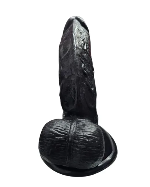 Gerçekçi Testisli Siyah Dildo 16 cm