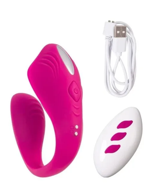Cobrum Çiftler İçin Vibratör Silikon Pembe 9,6 cm – Şarjlı, Kumandalı